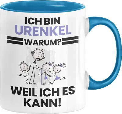 Produktbild von Urenkel Geschenk Tasse Lustiger Spruch Ich Bin Urenkel Warum Weil Ich Es Kann Geschenkidee Bester Urenkel Geburtstag Kaffee-Becher (Blau)