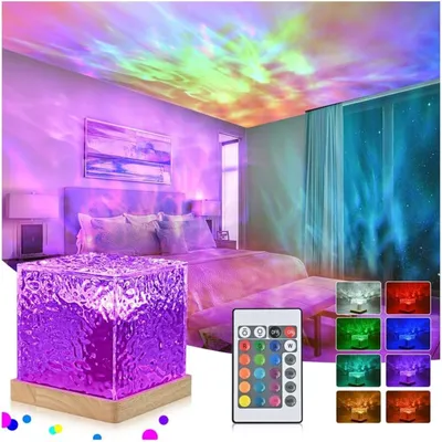 Produktbild von LED Nachtlicht Sternenhimmel Projektor mit Fernbedienung, 3D Galaxy Lampe 16 Farben 16 Farben, 30 Modi, LED fest integriert, RGB, 30 Modi und Meereswellen Nachtlicht und Projektor