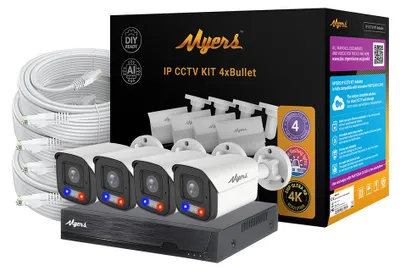 Image de Kit de vidéosurveillance PoE, 4 ports 8 MP, 4 caméras bullet FADA Myers