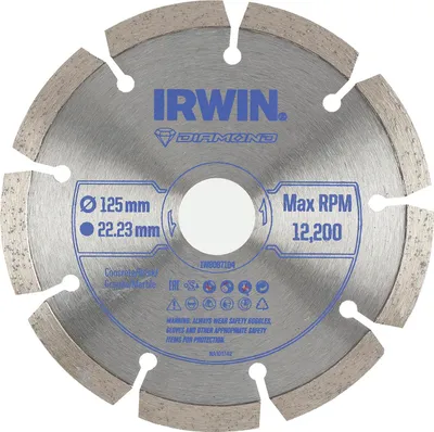 Immagine prodotto di Disco diamantato Irwin 125 mm x 22,23 mm / segmentato per calcestruzzo, mattoni, granito e marmo
