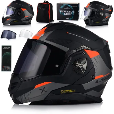 Obrázek produktu pro Výklopná přilba se sluneční clonou | LS2 FF901 ADVANT X | Motocyklová přilba výklopná helma 180º | Motocyklová přilba skládací | Certifikát ECE 22.06 | 2XL (63-64cm)