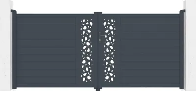 Produktbild von Doppelflügeltor aus Aluminium 3,5m SUNNY H.160cm grau