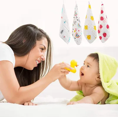 Productafbeelding van Famanu washandjes van mousseline, 100% biologisch katoen - Zachte babyhanddoeken voor de gevoelige huid - 10 stuks