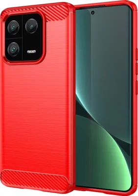 Produktbild von Xiaomi 13 Pro Hülle, Carbon-Faser TPU Silikon Stoßfest Schutzhülle für Xiaomi 13 Pro Rot