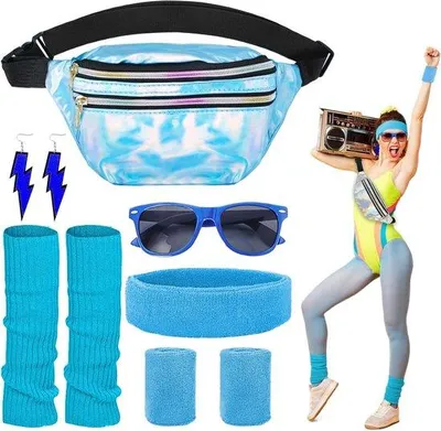 Imagen del producto de Conjunto de accesorios para disfraz de mujer, estilo años 80 y 90