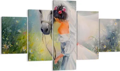 Produktbild von Bild auf Leinwand - Leinwandbild - Frau Wiese Pferd - 125x70cm - Wand Bild - Wanddeko - Wandbilder - Leinwanddruck - Bilder - Kunstdruck - Wanddekoration - Leinwand bilder - Wandkunst - EA125x70-3470
