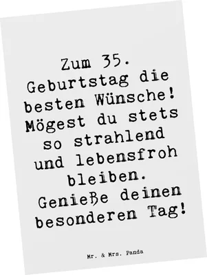 Produktbild von Mr. & Mrs. Panda Grußkarte Spruch 35. Geburtstag Glückwünsche - Weiß - Geschenk, Erinnerungen, Postkarten, Alter, Postkarte, lebensfroh, bildkarte, liebevolle Wünsche