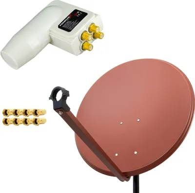 Produktbild von PremiumX SAT Anlage 80cm Antenne Aluminium Quad LNB WE 8x F-Stecker