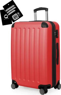 Immagine prodotto di HAUPTSTADTKOFFER Spree - Valigia da viaggio 65 cm espandibile + etichetta bagaglio digitale, valigia rigida Hardcase Luggage ABS -TSA - 74 L, rossa