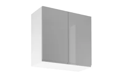 Produktbild von Hängeschrank 80 cm - Küchenhängeschrank mit 2 Türen Küchemöbel, Aspen G80 Grau / Hochglanz