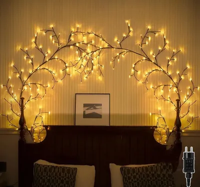 Produktbild von 2er Lichterkette Willow Vine,USB Weidenrebe Baum Lichter , 144 LED Biegbare KÃ1/4nstliche Baumzweige Lichter