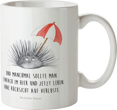 Produktbild von Mr. & Mrs. Panda Kunststoffbecher Seeigel - Weiß - Geschenk, Trinklernbecher, Kinderbecher, Schulkind Tasse, Mehrwegbecher, Selbstliebe, Achtsamkeit, Selbstakzeptanz