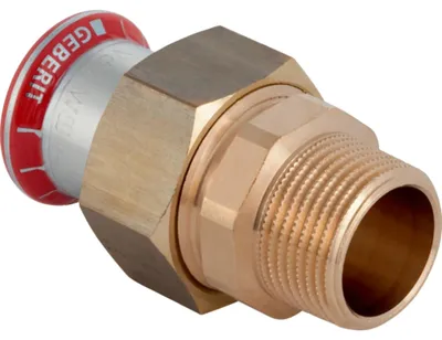 Produktbild von Geberit GE Mapress C-Stahl, Übergangsverschraubung, flachdichtend, d15mm x R1/2, verzinkt, 1 Stk.