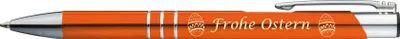 Produktbild von Kugelschreiber mit Gravur "Frohe Ostern" / aus Metall / Farbe: orange