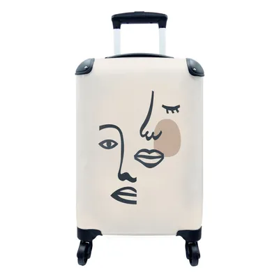 Produktbild von MuchoWow® Koffer Handgepäck Trolley Rollkoffer Kleine Reisekoffer mit 4 Rollen - Pastell - Porträt - Strichzeichnung - Cabin Size < 55x40x23 cm & 55x40x20 cm - Fotokoffer - Kabinenkoffer - Boardgepäck - Reise-Box - Reisekoffer - Reisegepäck - Koffer mit Bild - Trolley für Kinder