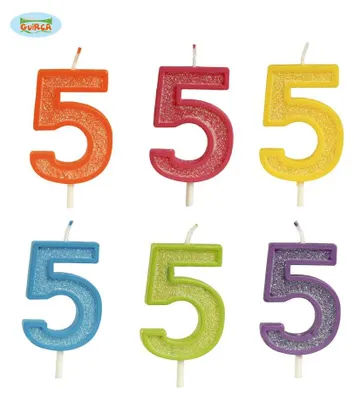 Immagine prodotto di Candela glitterata n. 5 - Decorazione per compleanni