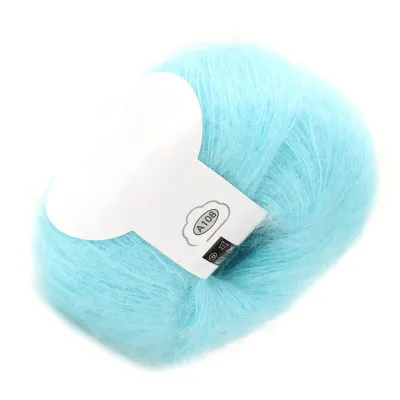 Produktbild von Weiches Mohair-Pashm-Mohair-Angora-Wollgarn, Weiches Mohair-Strickgarn, Mohair-Garn zum Stricken, Langes Angora-Wollgarn, heiß (07 Wasserblau)