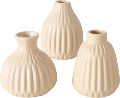 Obrázok produktu pre Boltze dekoratívne vázy sada 3 ks "Esko" z keramiky v béžovej farbe H11cm, váza