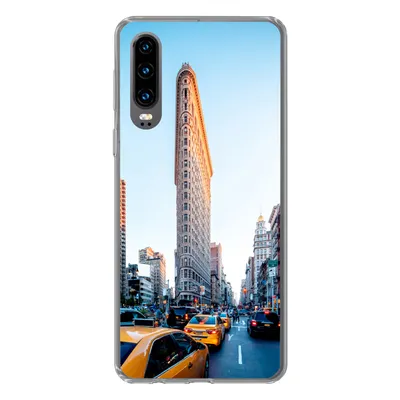 Produktbild von MuchoWow® Handyhülle Schutzhülle Hülle für Huawei P30 Starker Verkehr rund um das Flatiron Building Silikon Softcase Handy Hülle - Kartenbesitzer
