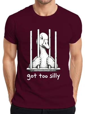 Productafbeelding van "Got Too Silly" gevangenis-shirt, grappig, met tekst, ironisch, heren T-shirt, bordeauxrood, maat M