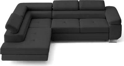 Image de Lisa Design Zaria - canapé d'angle gauche 5 places convertible avec coffre et têtières en simili , Gris Anthracite