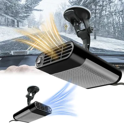 Productafbeelding van Auto-verwarmingsventilator, draagbare auto-verwarming, snelle verwarming in 30 seconden, snelle ontdooier, 12V, 150W, auto-verwarmingsventilator, zwart