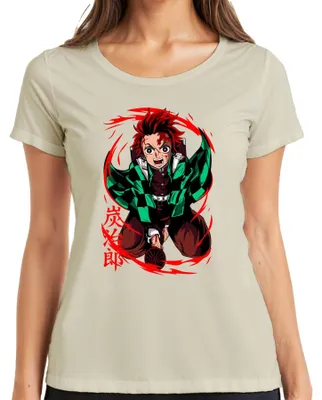 Produktbild von Tanjiro Kimetsu no Yaiba Sonnenatem Hinokami Anime Geschenk Damen T-Shirt, Natur, S
