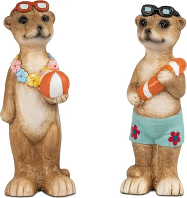 Produktbild von 2er Set Dekofiguren Erdmännchen Sommerzeit H. 19cm aus Keramik Formano S26