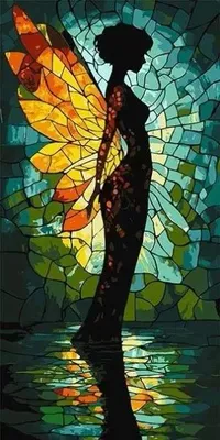 Image de Peinture par numéros - Ange en vitrail 40 x 80 cm - Ideyka