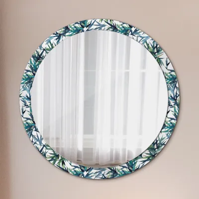Produktbild von Ø100cm Modern Spiegel - Wandspiegel Wandmontage- Schlafzimmer - Blau Palmen