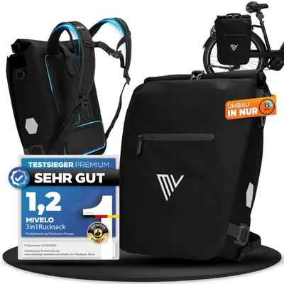 Imagen del producto de Bolsa de bicicleta 3 en 1 para portaequipajes, impermeable y ajustable