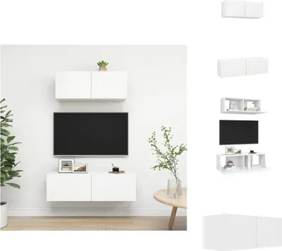Produktbild von vidaXL 2-tlg. TV-Schrank-Set Weiß Holzwerkstoff - TV-Möbel