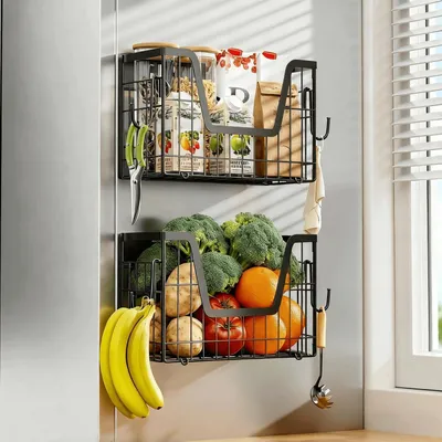 Produktbild von Magnetregal Kühlschrank 2er Pack mit Haken, Magnetische Aufbewahrung