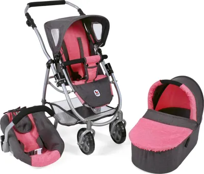 Produktbild von Puppenwagen Emotion All In 3 in 1, melange anthrazit-pink