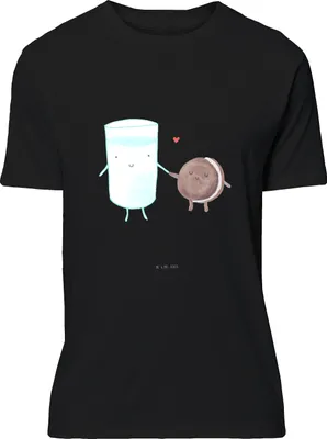 Produktbild von Mr. & Mrs. Panda T-Shirt Milch Keks - Schwarz - Geschenk, Lustige Sprüche, oberteil, S, Kaffee, Shirt, Cookie, Motiv, Milk, Kekse, Tshirt