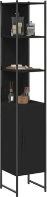 Produktbild von Design Badschrank Schwarz 33x33x185,5 cm Holzwerkstoff, Badezimmerschränke 2024 Neu
