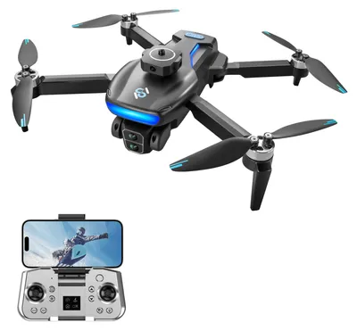 Produktbild von GPS-Quadrocopter, ferngesteuerter Quadrocopter mit Doppelkamera, 720p, ferngesteuertes Flugzeug, 5Gwifi, bürstenloser Motor mit Hindernisvermeidungsfunktion, optische Flusspositionierung, Rückkehr mit einem Klick, Rückkehr bei schwacher Batterie, schwarz, 1 Batterie
