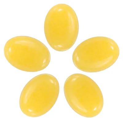 5 flache ovale Natursteine, 13x18 mm, gelber Jade, DIY-Schmuck