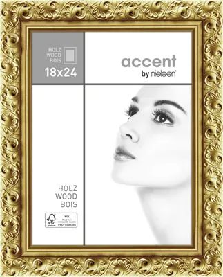A gold picture frame with a woman's face superimposed on the right side.