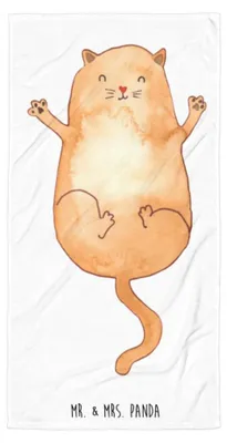 Produktbild von Mr. & Mrs. Panda Strandtuch Katze Umarmen - Weiß - Geschenk, Duschtuch, Strandlaken, Cats, Cat, Handtuch, Liebe, Badelaken, Katzen, Großes