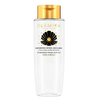 A clear product shot of a bottle of micellar water.