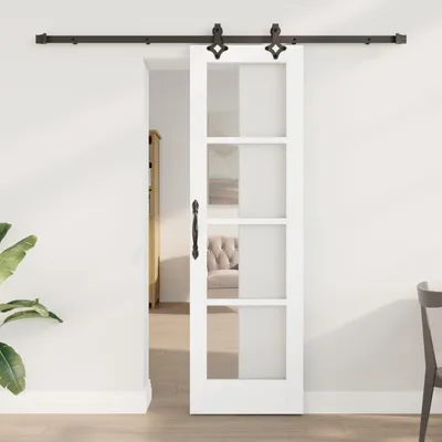Produktbild von Möbel Schiebetür mit Zubehör-Set 'ORKDAL'Weiß aus massivem Holz & Glas - Haustüren CHY7805139