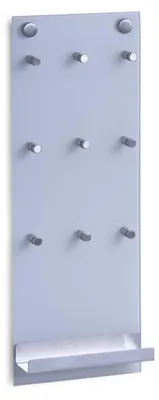 Schlüsselbrett aus Glas, 9 Haken, 15 x 40 cm, Edelstahl