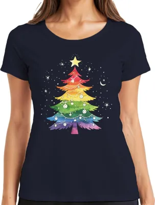 Produktbild von LGBTQ Gay Weihnachtsbaum - Weihnachten Weihnachtsgeschenk Christmas Damen T-Shirt, Navy, M