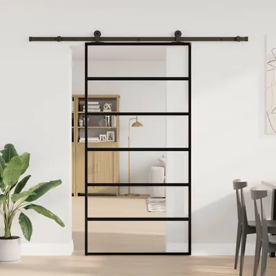 Zdjęcie produktu dla vidaXL Drzwi przesuwne z okuciem 102x205 cm ESG szkło i aluminium