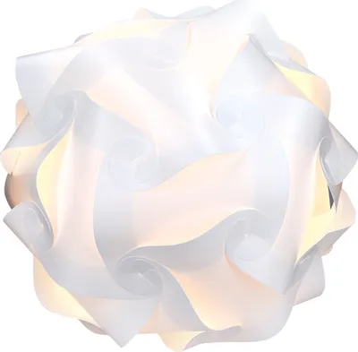 A white, spherical, puzzle-like lampshade is shown against a white background.