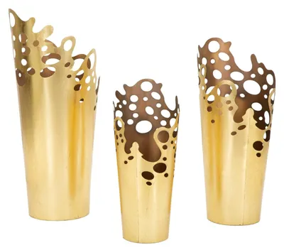 Image de Mauro Ferretti : Ensemble de 3 supports à fleurs élégants avec bordure ajourée, dimensions : 28,6 x 27,3 x 64,1 cm