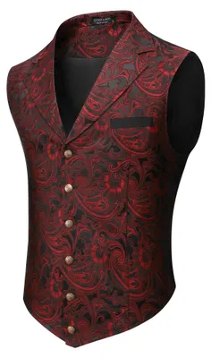 Immagine prodotto di Gilet da uomo COOFANDY con motivo Paisley, stile vittoriano, gotico, imbottito