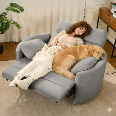 Produktbild von FLEXISPOT Mochi Pro Zero-Wall XXL Elektrischer Relaxsessel, 1,5-Sitzer mit 138 cm Sitzbreite, Fernsehsessel für Große&Schwere, Klemmschutz&USB-C, Grau