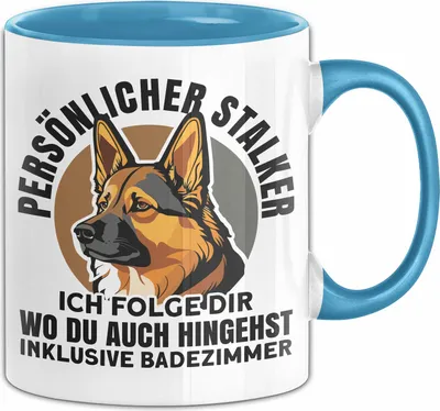 Produktbild von Deutscher Schäferhund Tasse Persönlicher Stalker Ich Folge Dir Wo Du Auch Hingehst Schäferhund-Besitzer Becher (Blau)